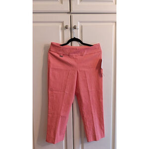 Women's Peck & Peck Petite Capris 10P Red White Tummy Control